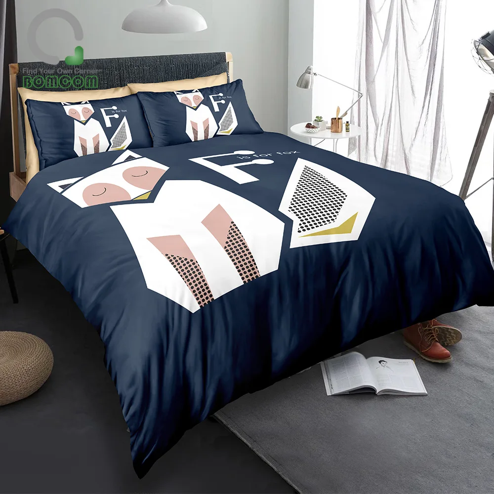 BOMCOM 3D цифровая печать нарисованная вручную Акварельная лиса на темно синем фоне