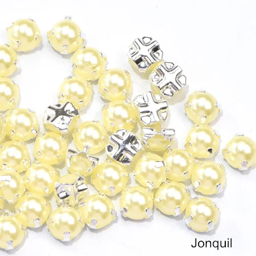 Jonquil 5 мм, 100 шт, белые стразы для шитья, жемчужные бусины, пришивные стразы с серебряными клешнями, полукруглые жемчужины для рукоделия, B3404 - Цвет: Jonquil