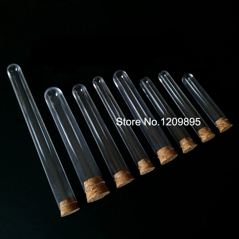Wholesale 900pcs/Pack 20*150mm( 0.78*5.9 in) 35ml Transparent Hard Plastic Test Tube with Cork Stopper Free Shipping | Канцтовары для