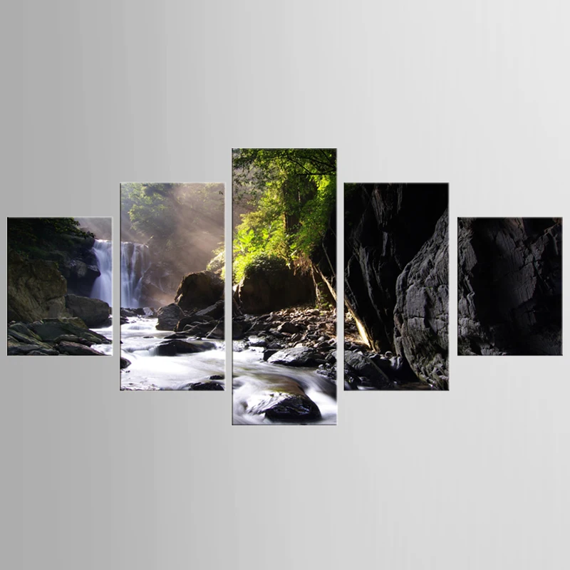 5 шт. водопад лес стены в искусстве украшения дома Гостиная Печать холст картина