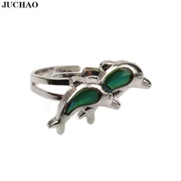 juchao vintage color change mood ring double dolphin emotion feeling changeable ring temperature control color rings for women
