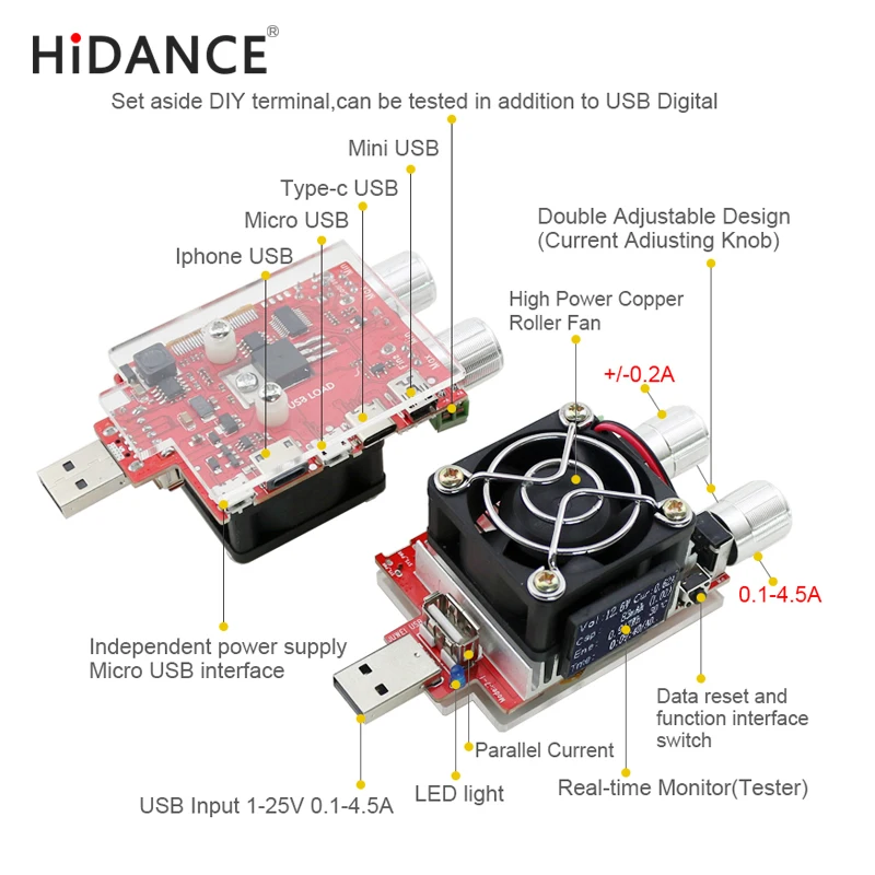 Usb тестер 6 шт./лот 35 Вт постоянный ток электронная нагрузка регулируемый резистор