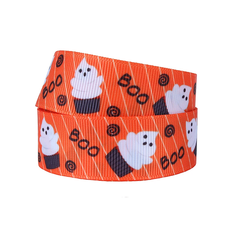 Оптовая продажа ленты с цветочным рисунком boo Хэллоуин корсажная лента для