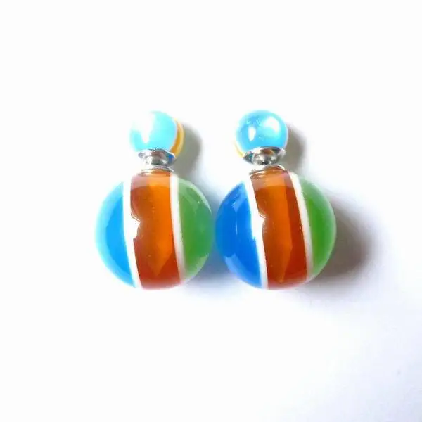 Оптовая продажа прозрачный шар серьги мода двойной имитация-жемчужные для