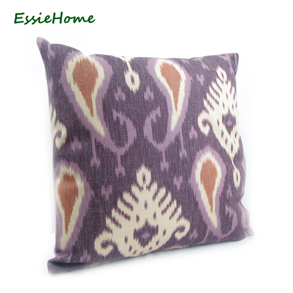 Чехол для подушки ESSIE HOME с фиолетовым узором пейсли ручной принт винтажный Декор