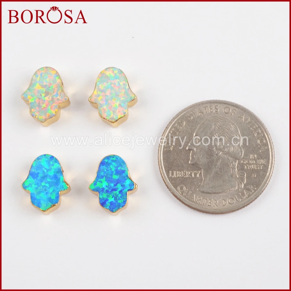 Оптовая продажа от BOROSA 10 шт. золотой цвет хамса ручной работы опаловые бусины