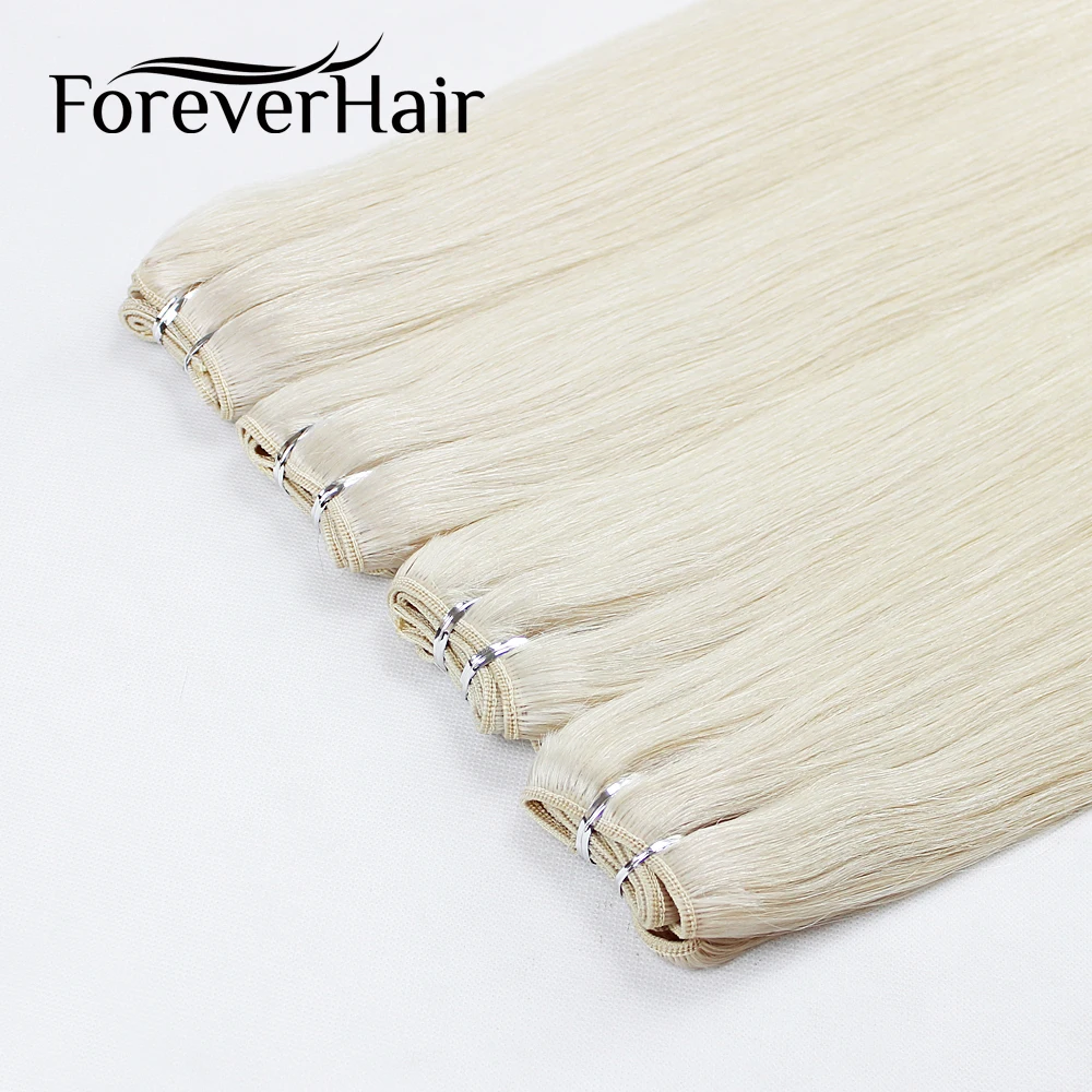 FOREVER HAIR-extensiones de cabello humano Natural Remy, mechones de Color rubio platino, tejido, 16, 18 y 20 pulgadas, 100 g/unidad