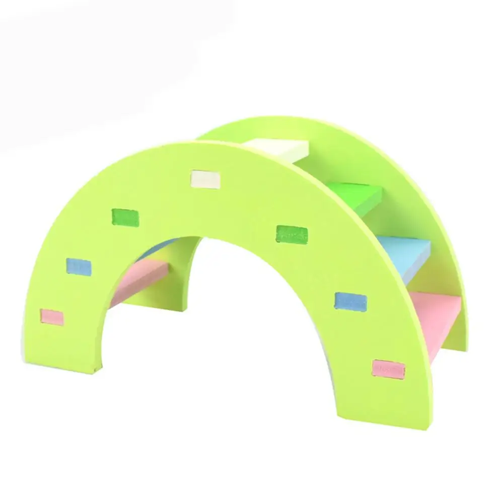 green AsyPets хомяк Игрушки Радуга мост морская свинка хомяк деревянная игрушка физическая тренировка игрушки для домашних животных маленького размера - Цвет: green
