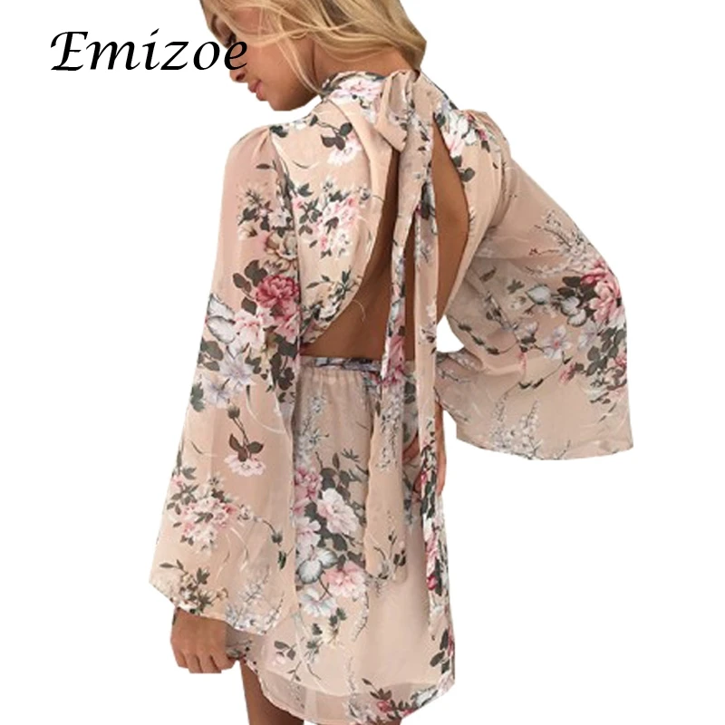 Сексуальное цветочное платье Emizoe женское Новое весеннее пляжное в стиле бохо с