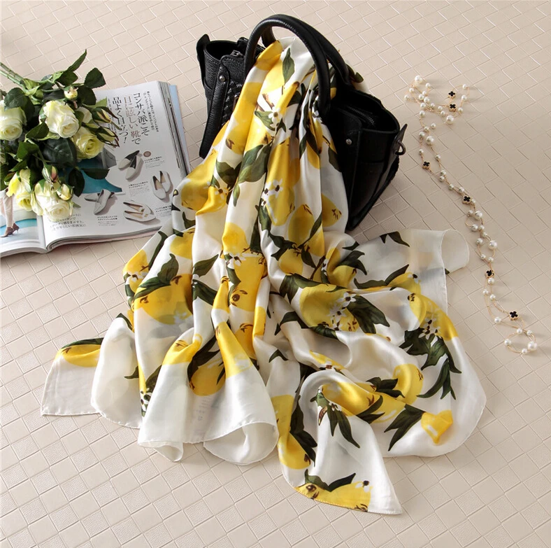 2018 летний шарф лимонного цвета люксовый бренд женские милые негабаритные шарфы