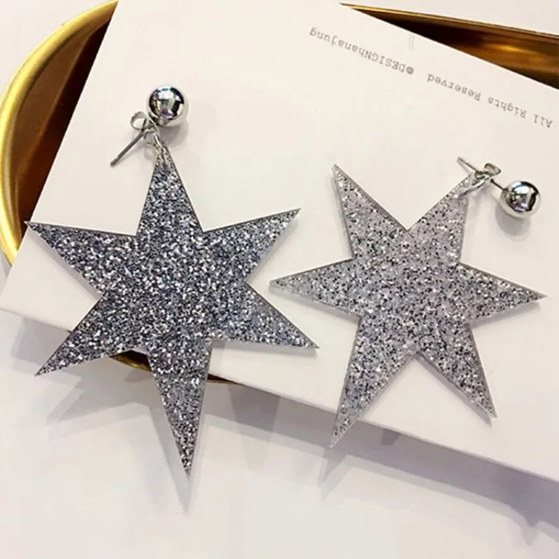 Silver EK176 Новинка, стильные серьги-капли с блестящими кристаллами, серьги с длинной кисточкой в виде звезды для женщин, изысканные стразы, серьги, модное ювелирное изделие - Окраска металла: Silver EK176