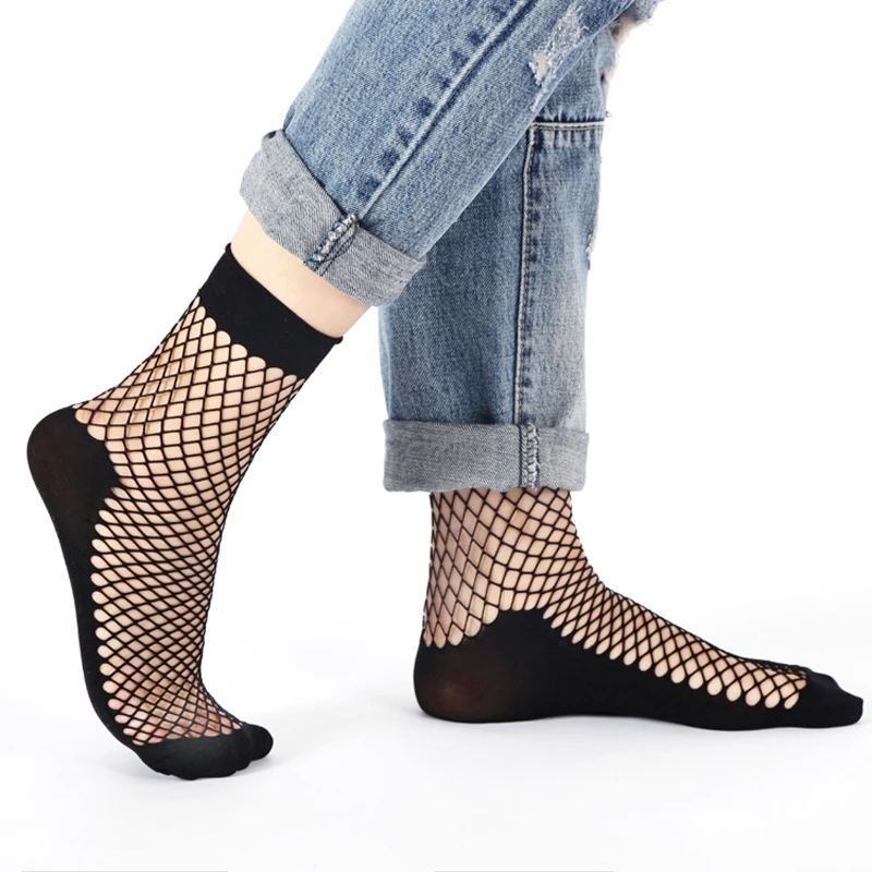 Хит продаж женские ажурные носки Harajuku дышащие в сеточку уличная одежда Chaussette Mesh