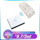 VHome умный пульт дистанционного управления, сенсорный переключатель RF 433 МГц, релейный приемник переменного тока, мощность 90-250 В 5A, беспроводной светодиодный выключатель света, передатчик