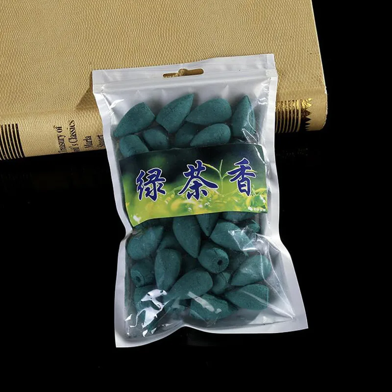 Green Tea 45 шт./пакет бытовые натурального бамбука рефлюксный башня Ладан Чай дым обратный благовония или Gourd колено горелки ароматный рефлюксный конусы для ароматерапии - Аромат: Green Tea