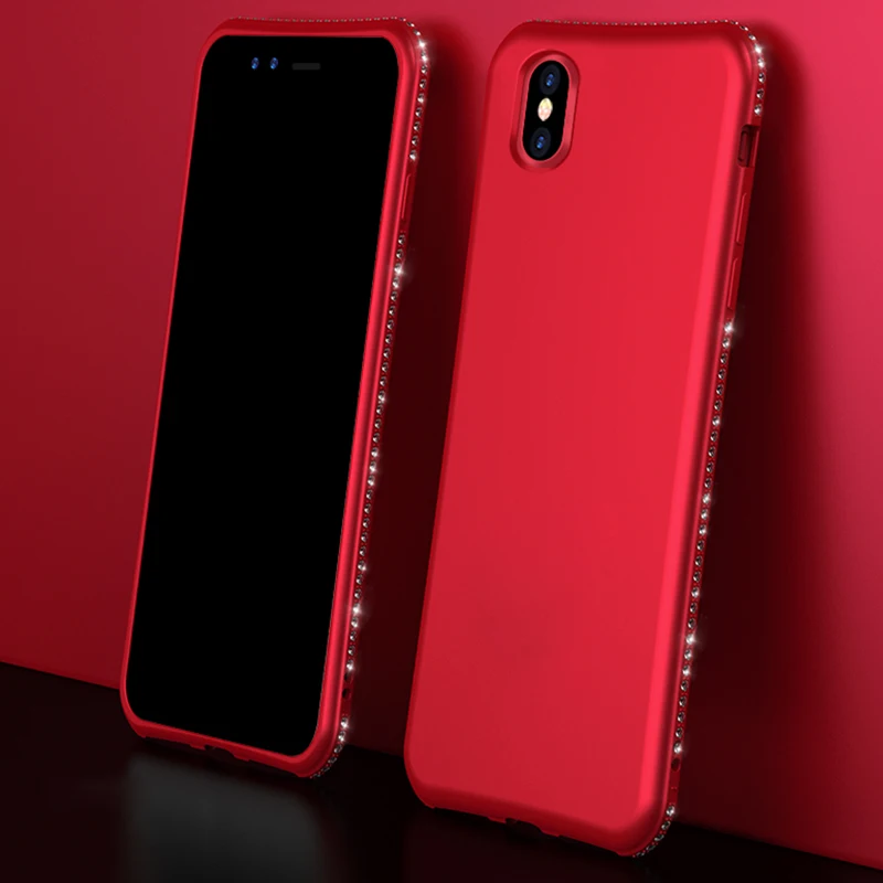 Китайский матовый Moible чехол для телефона с Красным бриллиантом capinhas iphone x 10 xs max xr 6