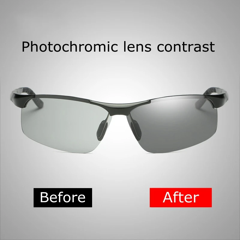

TAC Polarized Photochromic Semi-Rimless Sunglasses Driver Rider Goggle Chameleon Change color Glasses Men Women Sunglasses