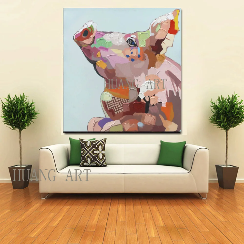Lovly Fat Pig Oil Painting Canvas Modern Abstract Art For Living Room Decor Lobby sofa bedroom club Animal pig oil pain | Дом и сад