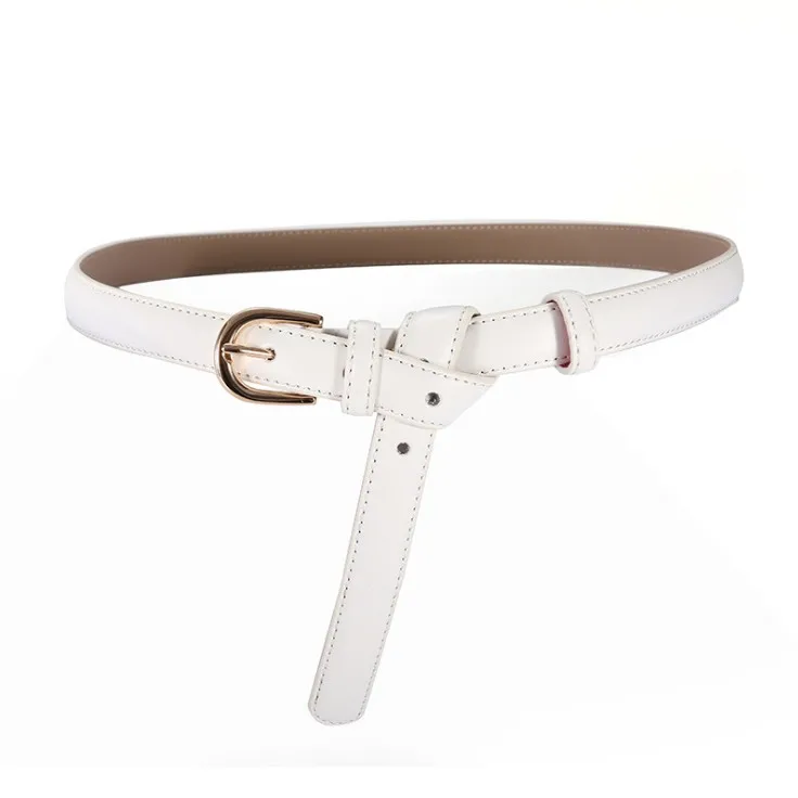 

Ladies Belt Genuine Leather Belts Fashion Simple Wild Skirt Decorative Thin Waistbands Jeans Trousers Black Cowskin Women Gifts