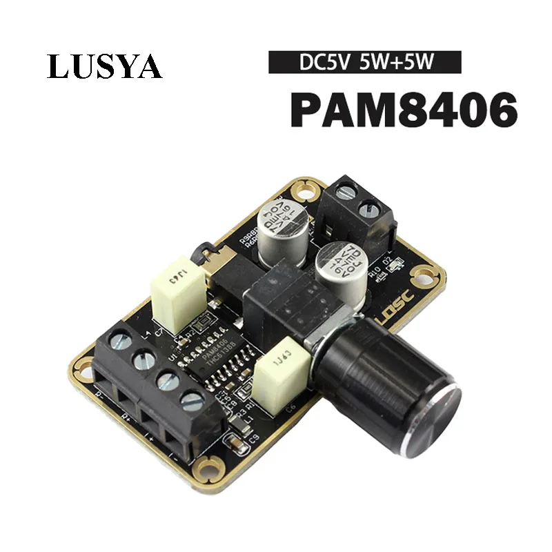 Lusya 2 0 PAM8406 цифровой усилитель аудио Плата 2*5 Вт стерео для динамика amp класса D DC 5 В