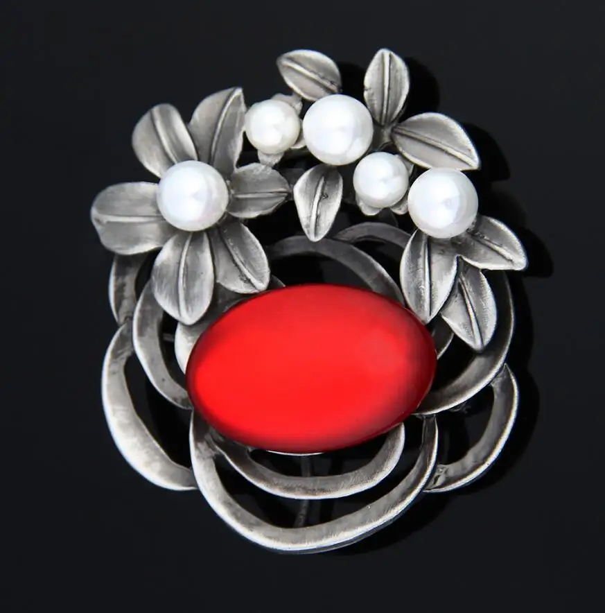 Fashion Pearl Resin Hollow Flower Brooch Safety Pin Women Girl Scarf Clip Sweater Antique Tin Jewelry | Украшения и аксессуары