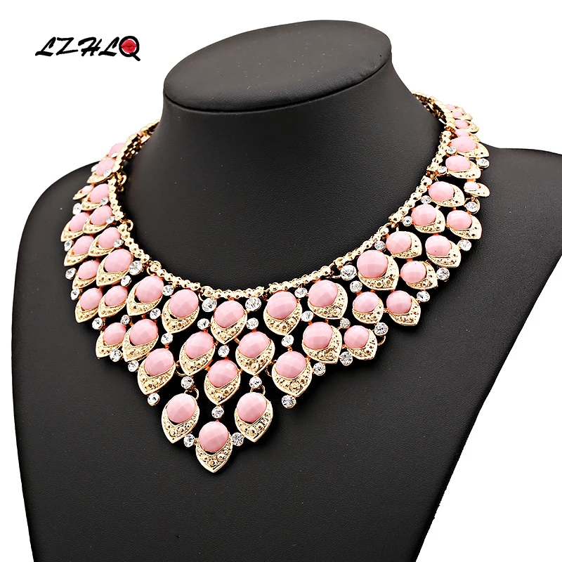 LZHLQ богемский многослойный чокер из смолы ожерелье геометрические полые стразы