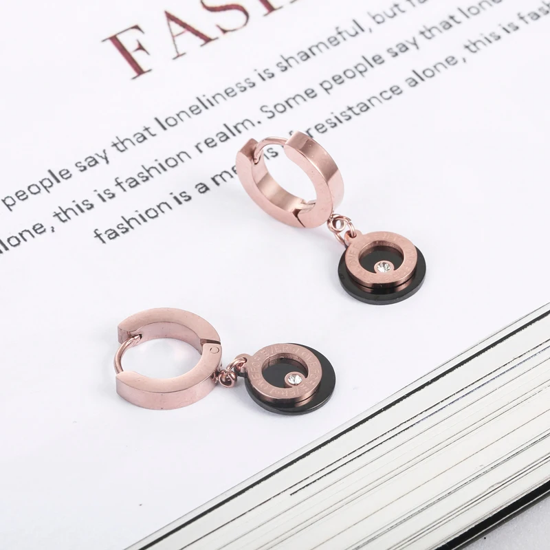 Новые черные круглые инкрустированные серьги Love Forever Zirco Circle для женщин свадебные