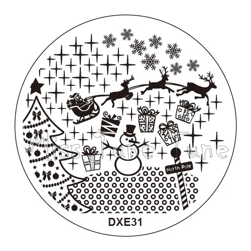 Рождественский дизайн ногтей штамп шаблоны штамповки пластины Рождественская