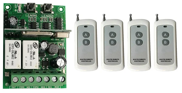 

Individual learning code DC9V 12V 24V 10A 2CH Wireless Remote Control Switch Relay Output Radio Receiver Module+Transmitter