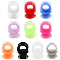 pair silicone colorful hollow ear tunnel plugs thin flexible skin double flared ear gauge expander stretcher piercing jewelry