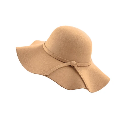 Camel Осень зима лето мода Fedoras Винтаж чистый женская пляжная шляпа от солнца женский волны с большими полями шляпа от солнца Fedoras леди шляпа от солнца - Цвет: Camel