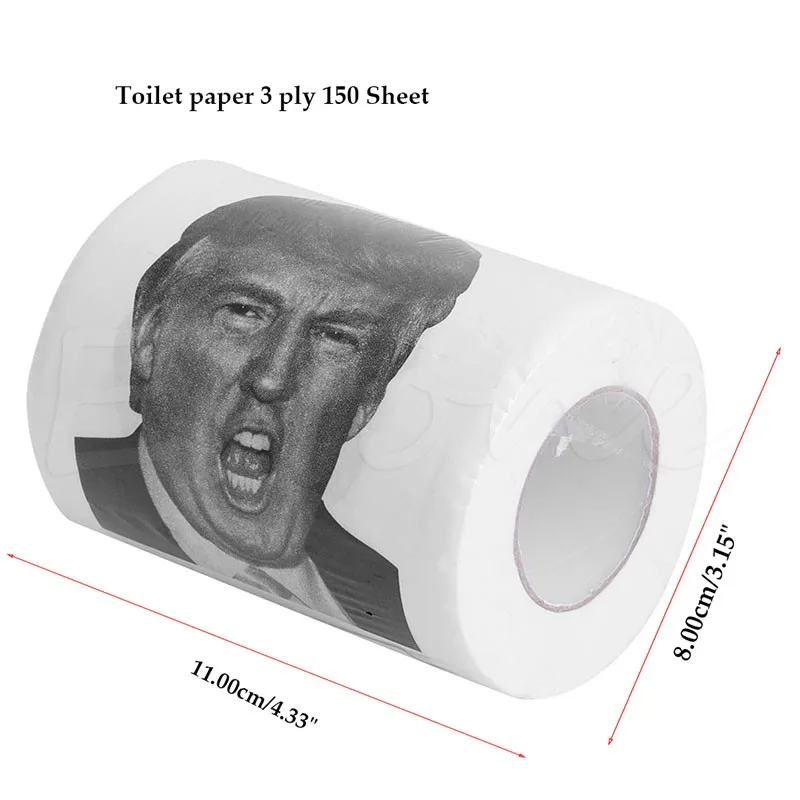 Горячая Дональд Трамп улыбка 3ply 150 листов туалетной бумаги рулон Новинка Забавный кляп подарок