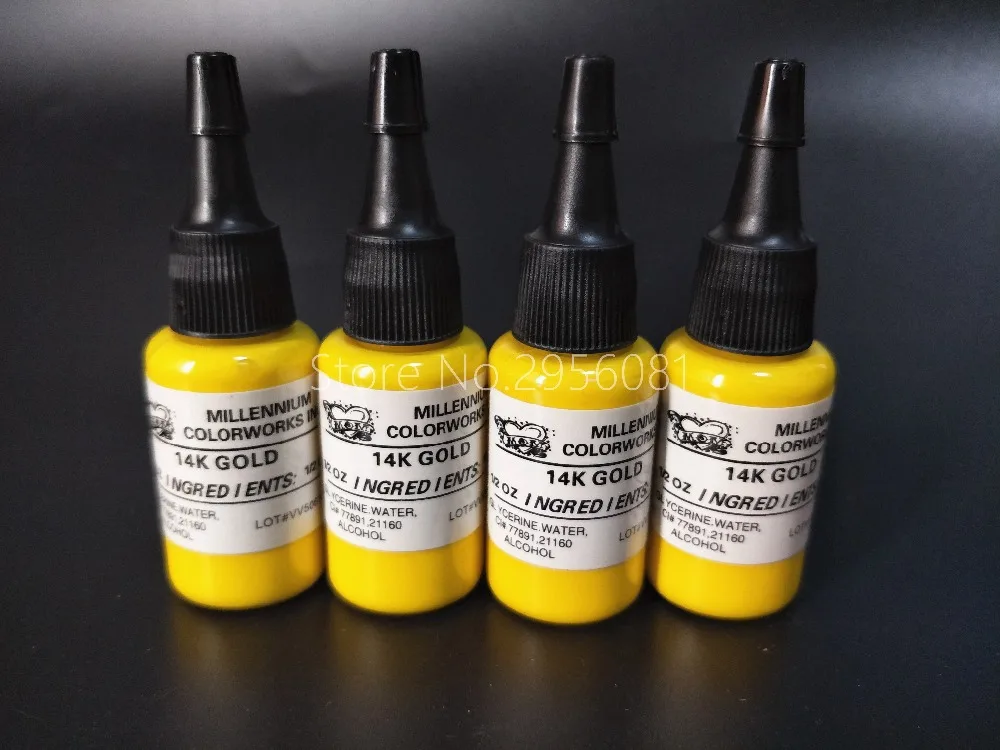 

5pcs 14K GOLD colors permanent makeup pigment tattoo ink 15ml/bottle(1/2OZ) paint set for body makeup tattooing