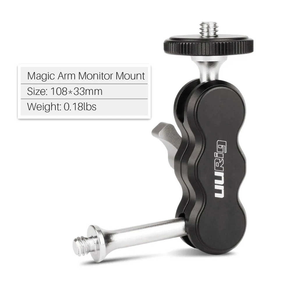 UURIG R002 Magic Arm Mount CNC Maching двойная шаровая Головка с винтом 1/4 ''для телефона