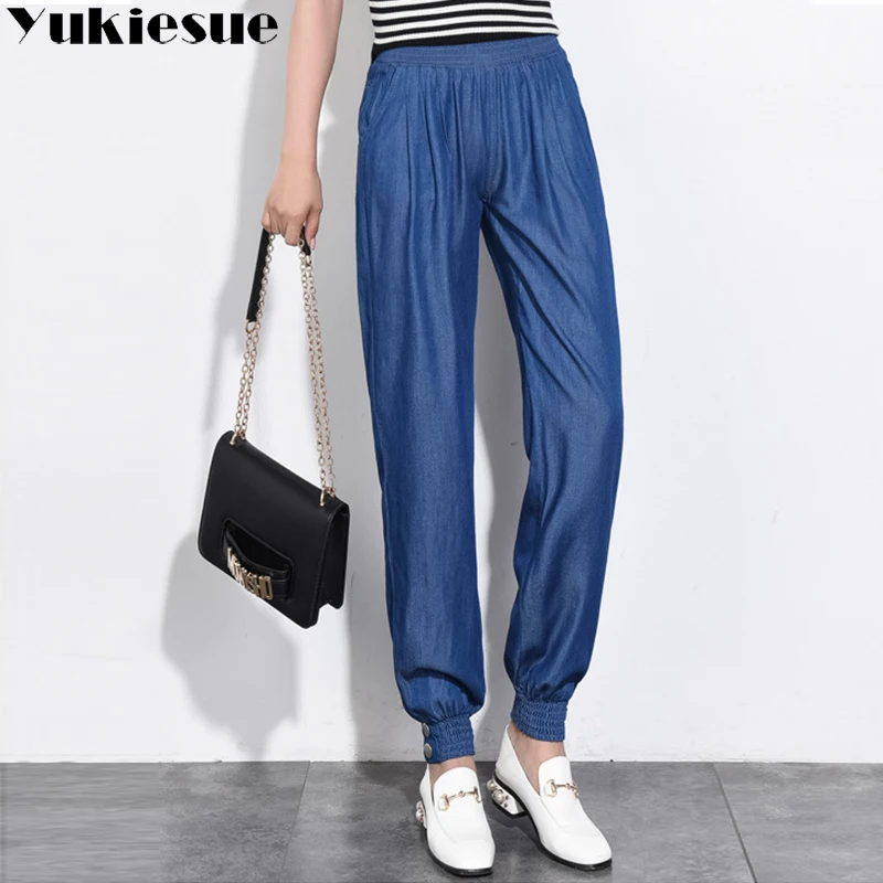 Джинсы женские с завышенной талией лето осень 2018 джинсы широкими штанинами для