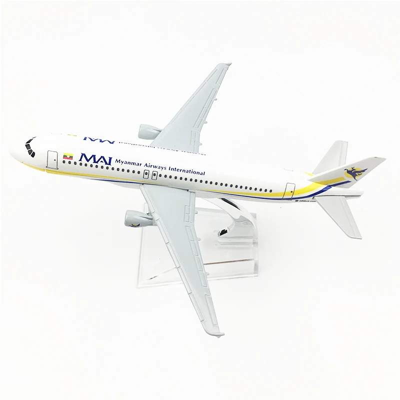 16cm Myanmar Airlines Airplane Model A320 Metal Diecast Aviation MAI International Airways Aircraft Scale Toys 1:400 |