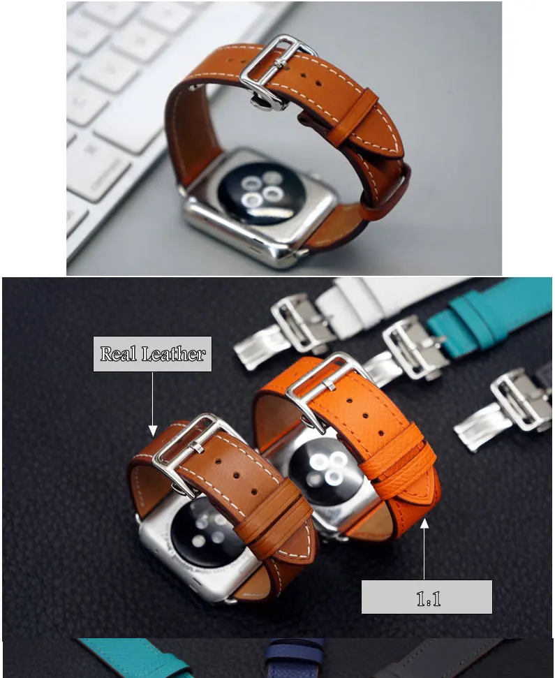 Браслет для часов Apple Watch Seires 4 5 40-44 мм ремешок из натуральной кожи для herm Apple Watch Band Series 1 2 3 iWatch Ремешки для наручных часов
