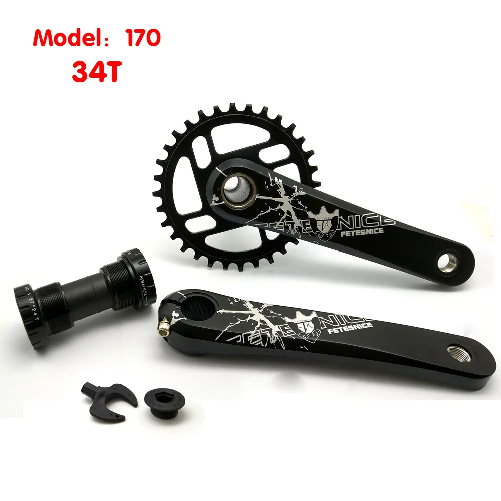 34T crank with BB Fetesnice алюминиевого сплава горный велосипед шатуны велосипед 32 т/34 Т положительные и отрицательные Звезду велосипед шатуны для горный велосипед - Цвет: 34T crank with BB