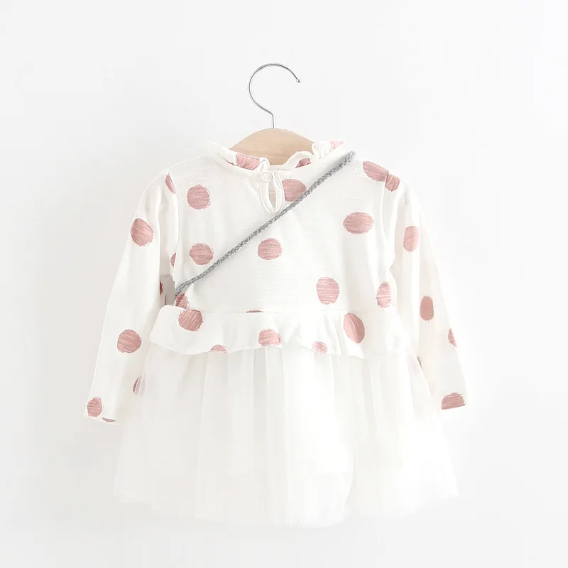 Новая коллекция весна осень С Длинным Рукавом платье девушки dot печати Дизайн