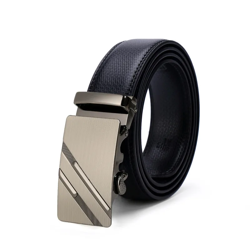 

VOHIO Man belt leather silver automatic buckle layer PU belt pure cow leather harness business leisure belt man free shipping