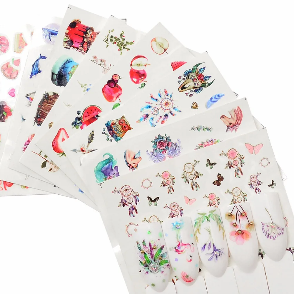 1 шт. переводная наклейка для ногтей в виде фламинго/цветов/фруктов | Красота и