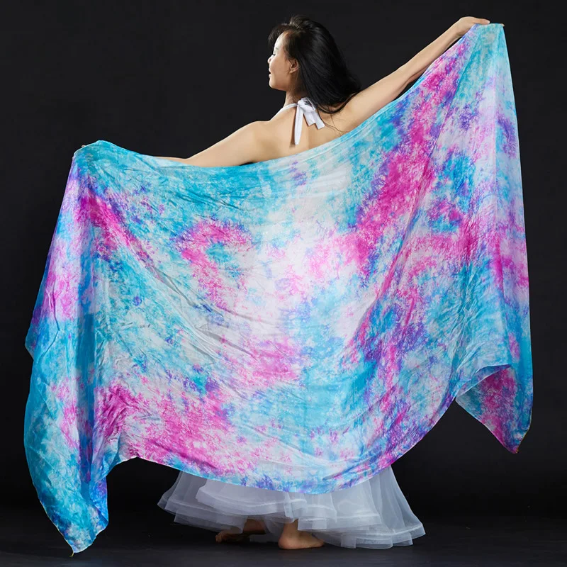 Belly Dance Silk Veils Stage Performance Dancewear Accessories Tie Dye Texture Veil Shawls Women Scarf Costumes 250*110cm