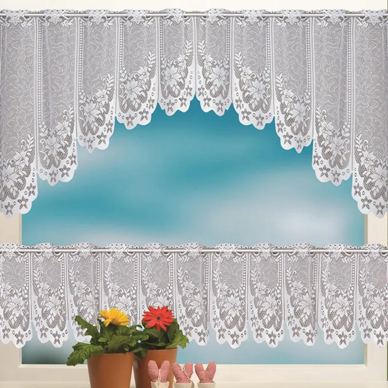 Valance Home Door Half Curtain Lace Short Curtain for Cafe DecorativeHome Living Room Door Balcony Window Treatment