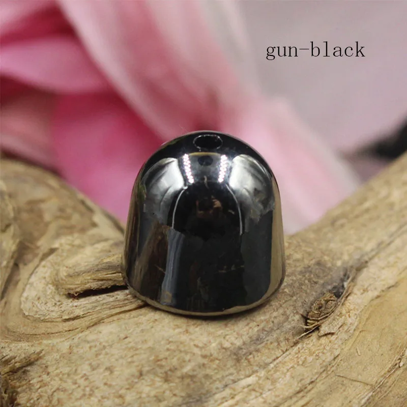 gun-black 50 шт./лот пистолет-черный/золото/родий CCB купол бисера колокольчики 10 мм 14 мм 16 мм кисточка сосуд колпачки DIY ювелирных изделий Аксессуары - Цвет: gun-black