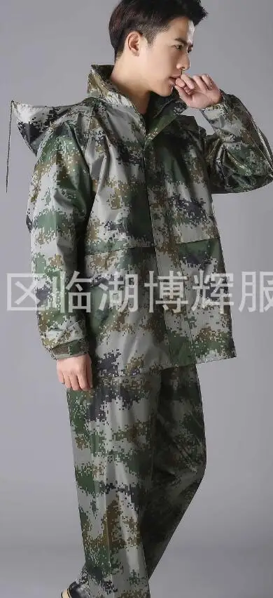 2 sets оптовая Камуфляж двойной мужчины женщины дождя плащ костюмы брюки открытый