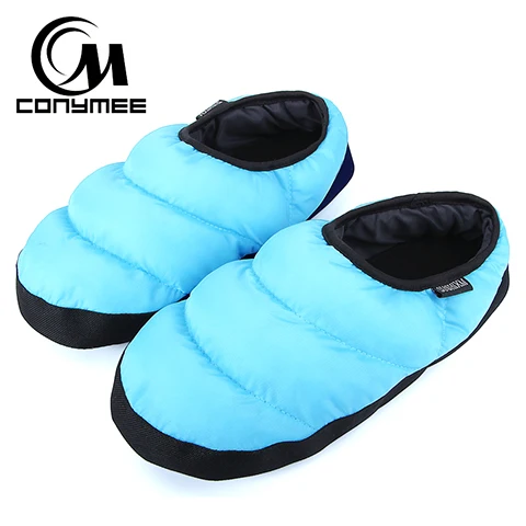 QZJ-BYR Sky Blue На зимнем меху шлёпанцы для женщин женские куртки с хлопковым наполнителем мужские домашняя обувь Pantufa Для мужчин Для женщин Повседневное дома кроссовки теплые тапочки большие Размеры обуви Terlik - Цвет: QZJ-BYR Sky Blue