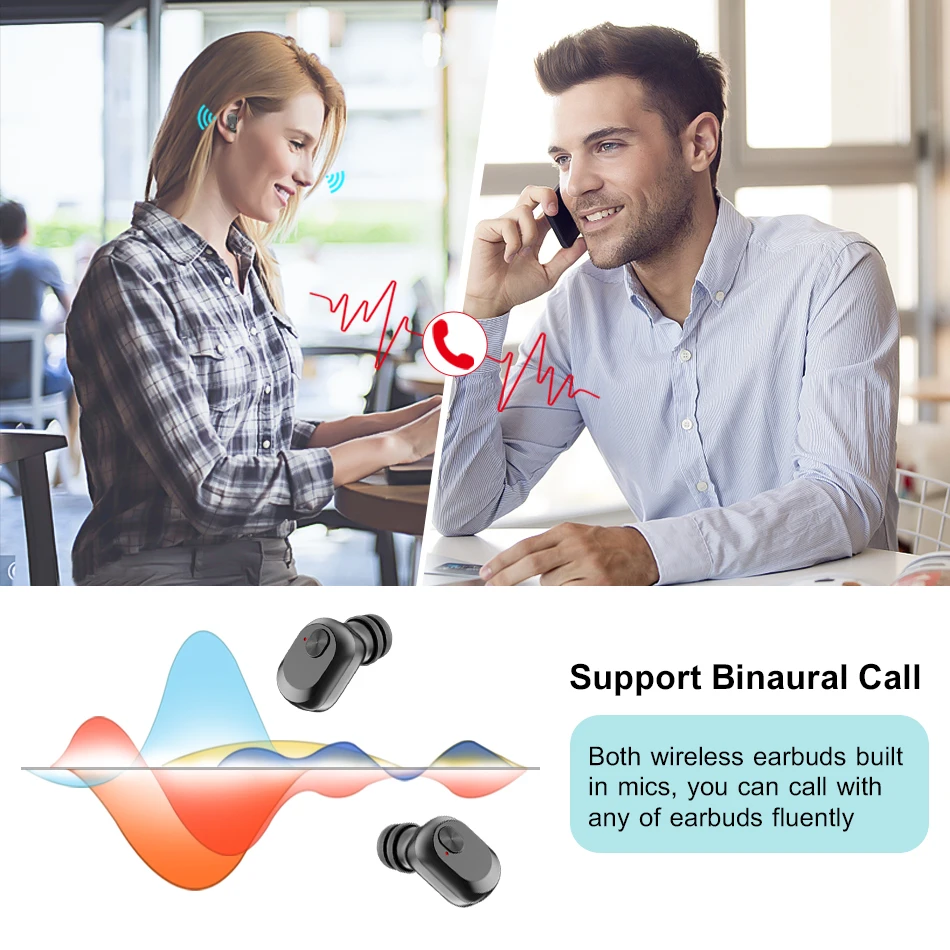 2019 Bluetooth Earphones 5.0 TWS Wireless Stereo Earbuds Cordless Sports Headsets with Charging Box Earphones For iPhone Xiaomi