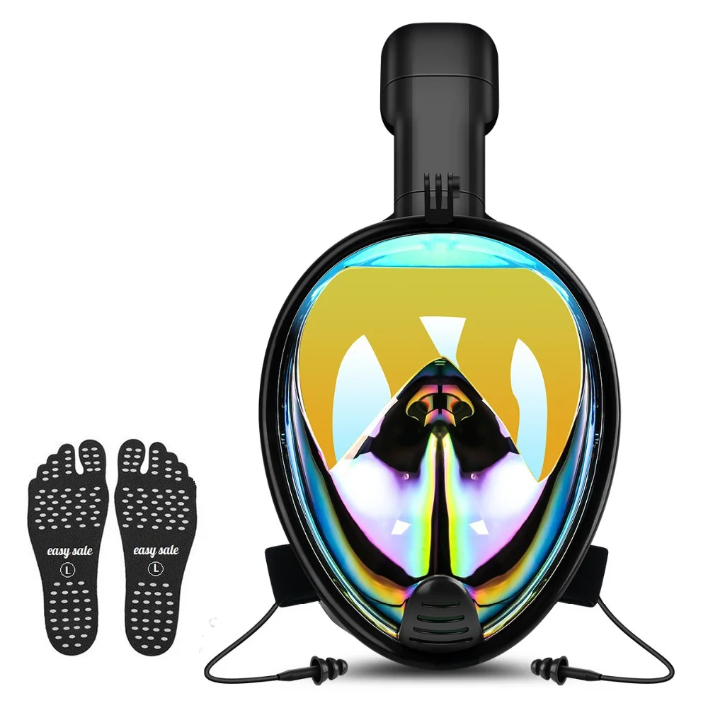 new rainbow YaHey маска для дайвинга на все лицо, противотуманная маска для подводного плавания, маска для подводного плавания, набор для подводного плавания, для GoPro, камера, складная, для дыхания - Цвет: new rainbow
