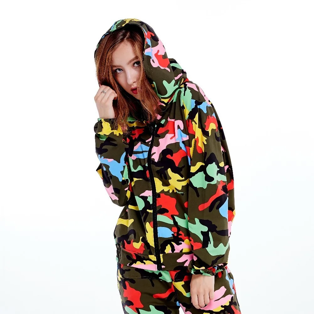 2018 Весна Осень Хип-Хоп куртка новая женская карамельная камуфляжная с принтом