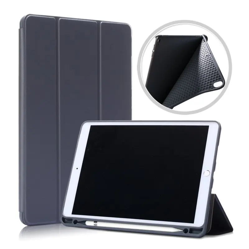 Мягкий силиконовый чехол для Apple iPad Air 10,5 Pro 10,5 чехол Trifold Магнитный умный сон Funda+ пенал - Цвет: Серый