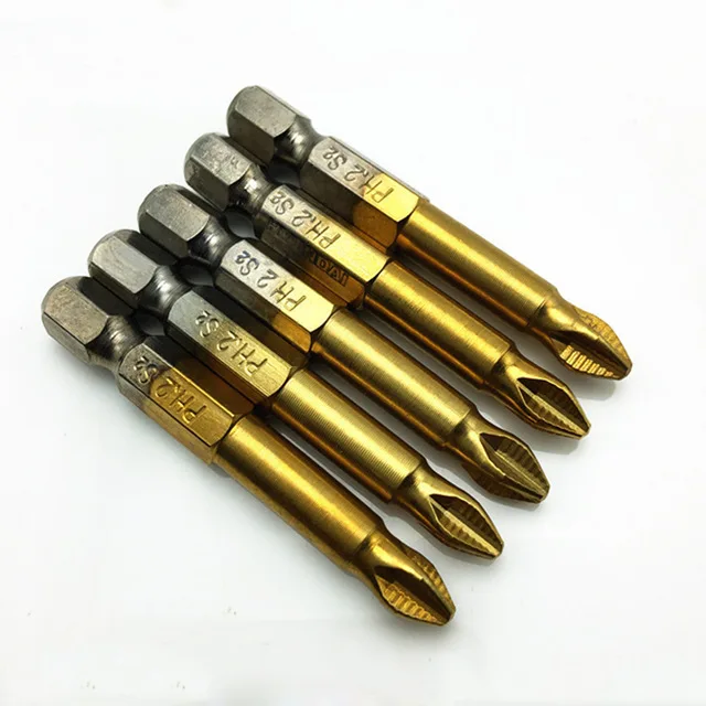 

Fixmee 10 x Anti Slip Electric Screwdriver Bits Single Side Magnetic Hex Shank PH2 50mm